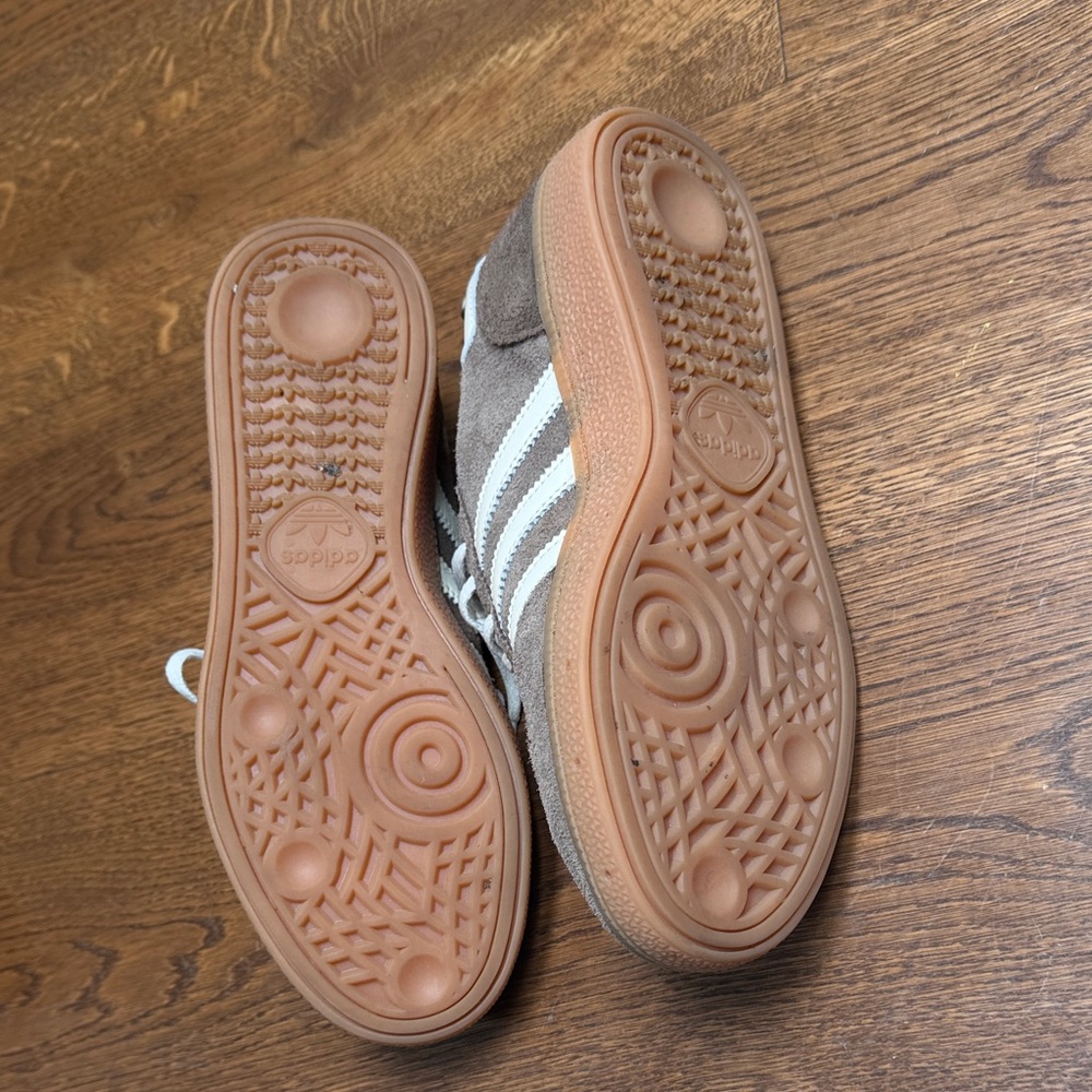 adidas Handball Spezial Suede Sneakers in Brown with Cream Stripes and Gum Sole - Picture 8 of 8